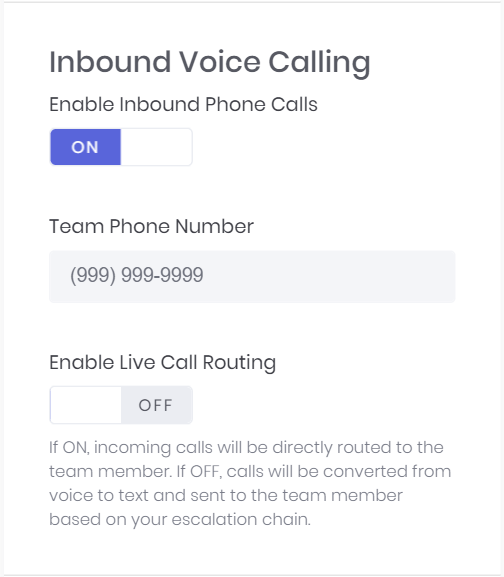 Inbound Phone Number Configuration